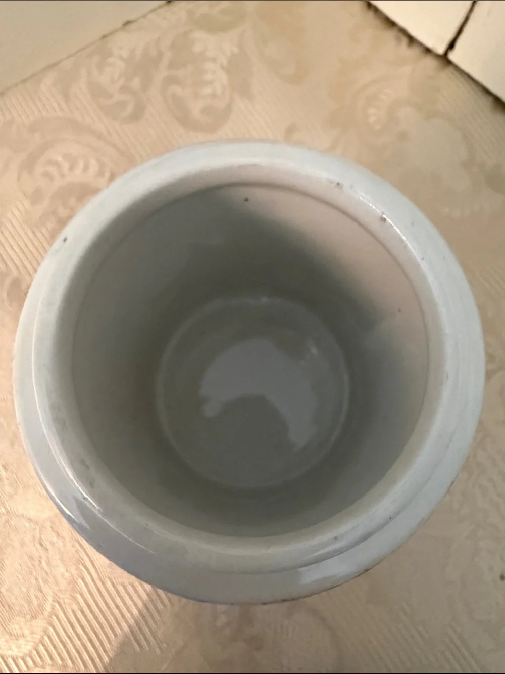 Calico 3 3/4 in. Blue and White Ironstone Canister 6 Oz. Made in England